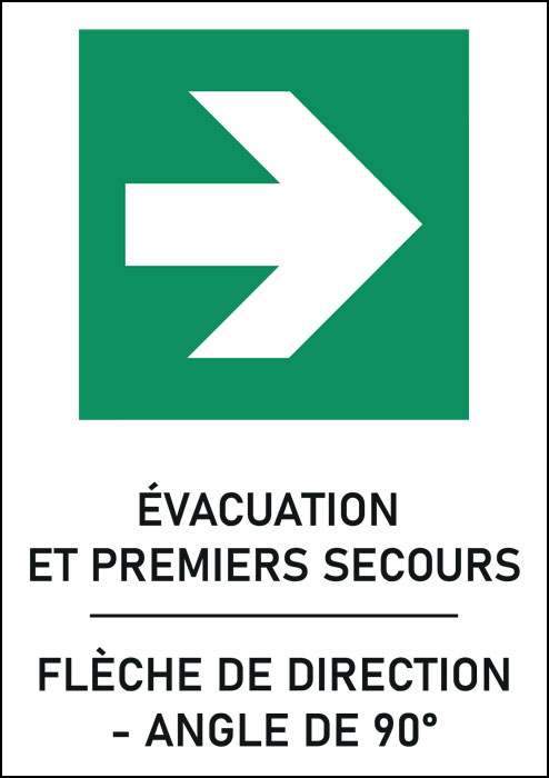 Pictogramme de Danger : Flèche de direction angle de 90° référence norme ISO 7010 - E008-A