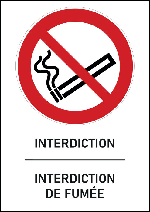 Panneau  Interdiction de fumée