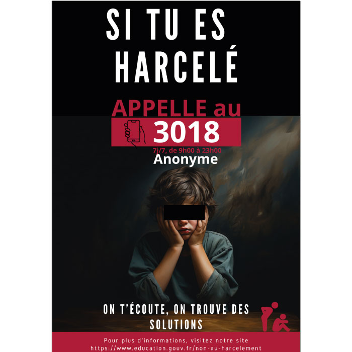 Affiche contre le harcèlement scolaire - Aide et Soutien