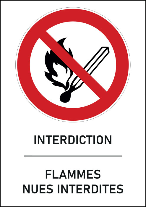 Panneau Flammes nues interdites