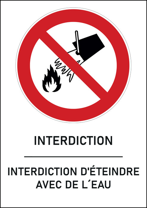 Panneau  Interdiction d'éteindre avec de l'eau
