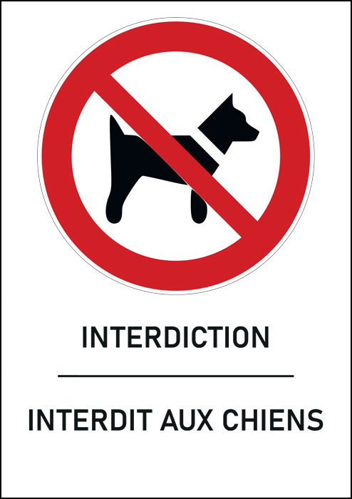 Panneau Interdit aux chiens