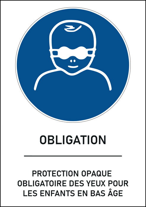Panneau Protection opaque obligatoire des yeux pour les enfants en bas âge 