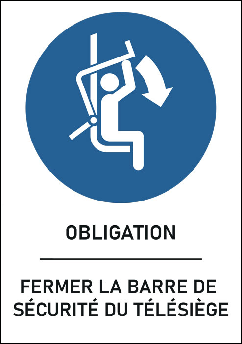 Panneau Fermer la barre de sécurité du télésiège
