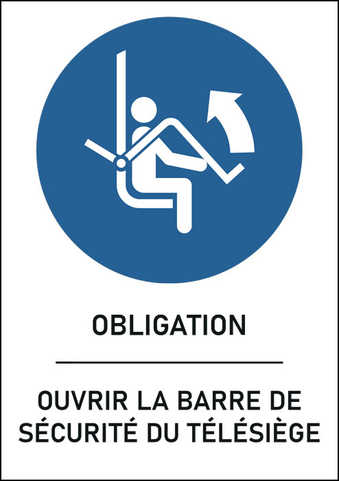 Panneau Ouvrir la barre de sécurité du télésiège