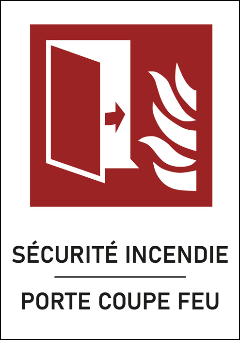 Panneau incendie sécurité porte coupe-feu