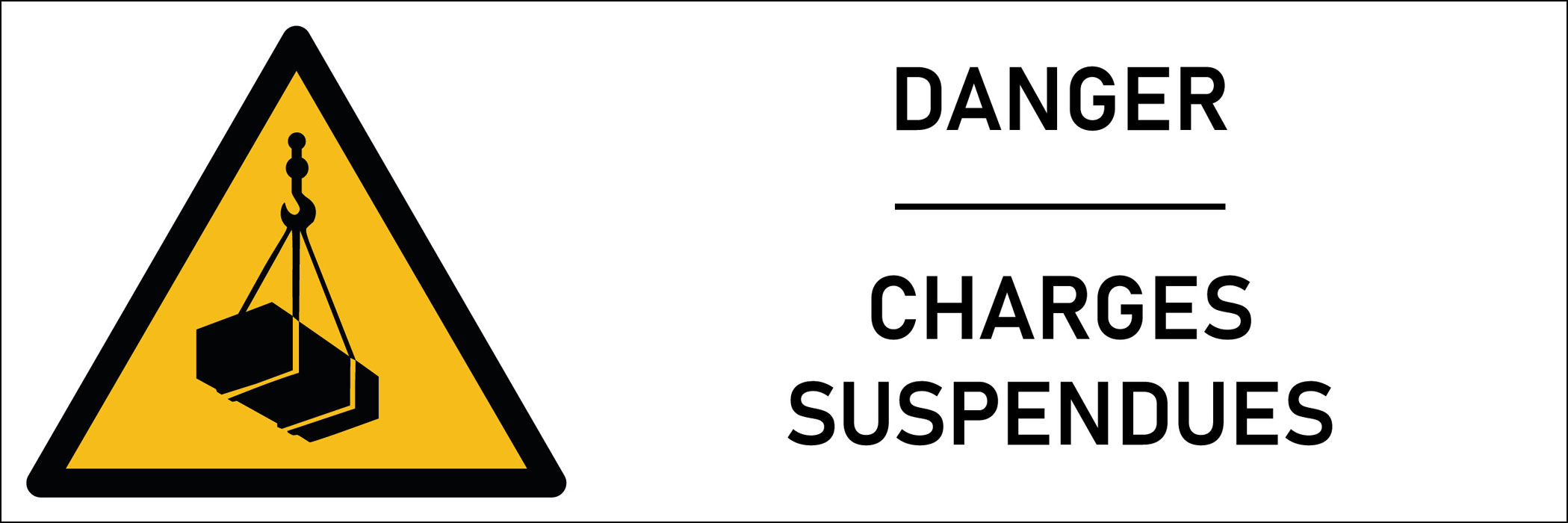 Signalétique danger charges suspendues