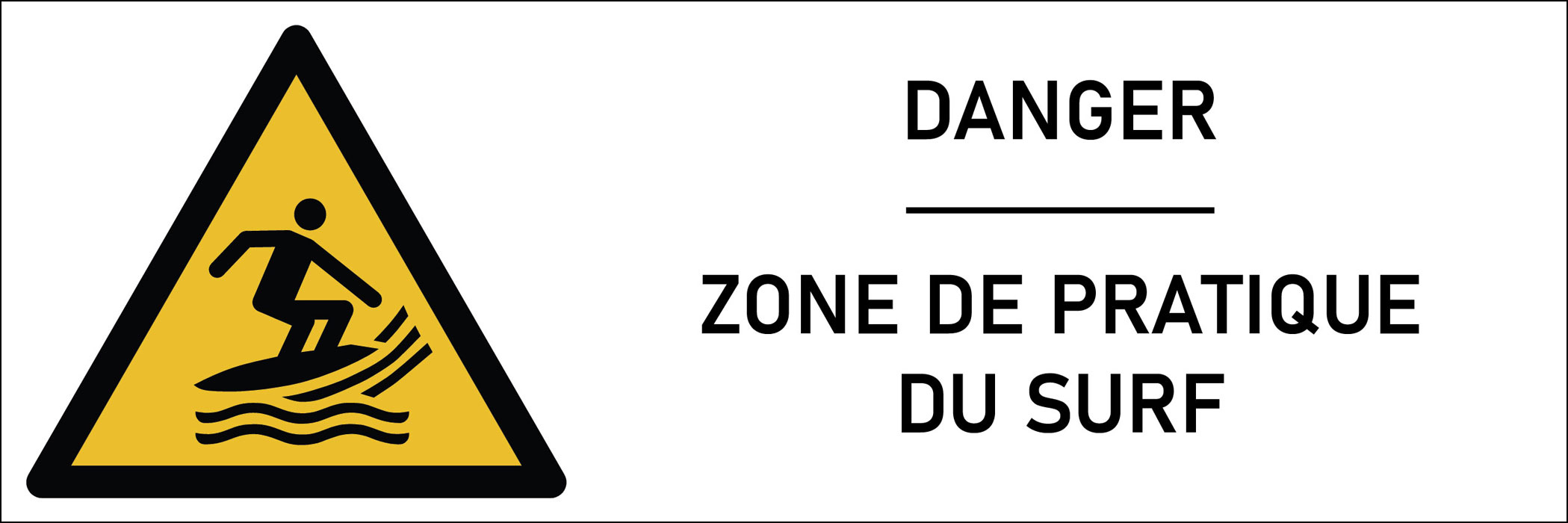 Signalétique danger zone de pratique du surf