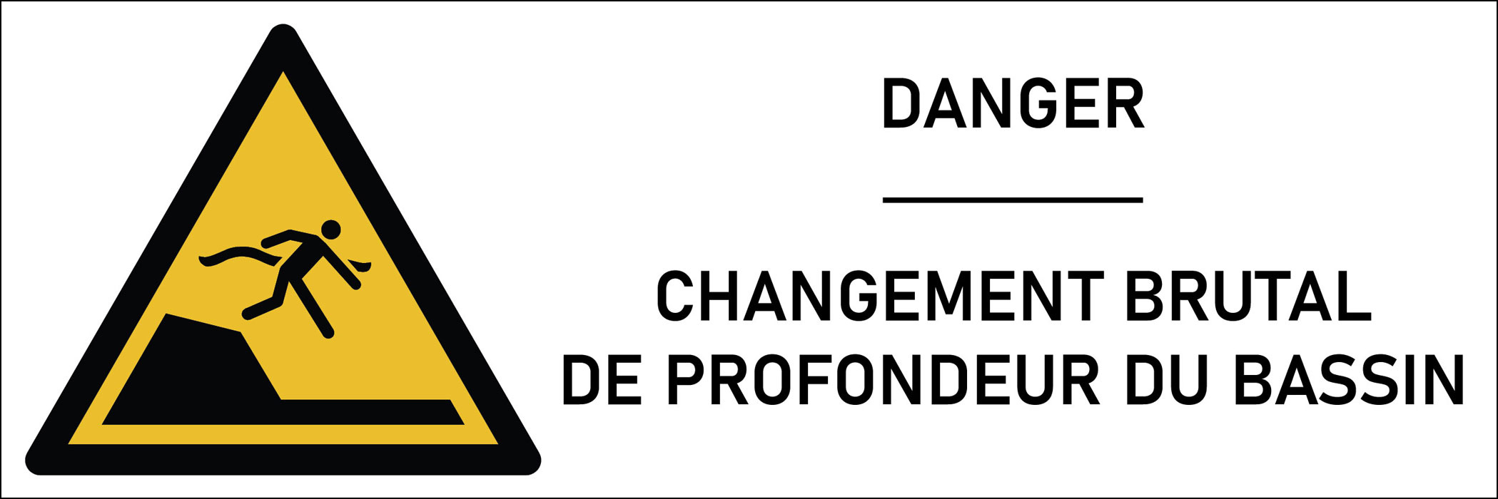 Signalétique danger changement brutal de profondeur du bassin