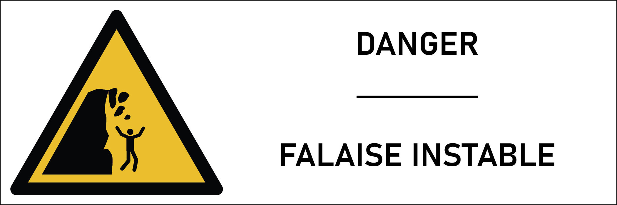 Signalétique danger falaise instable