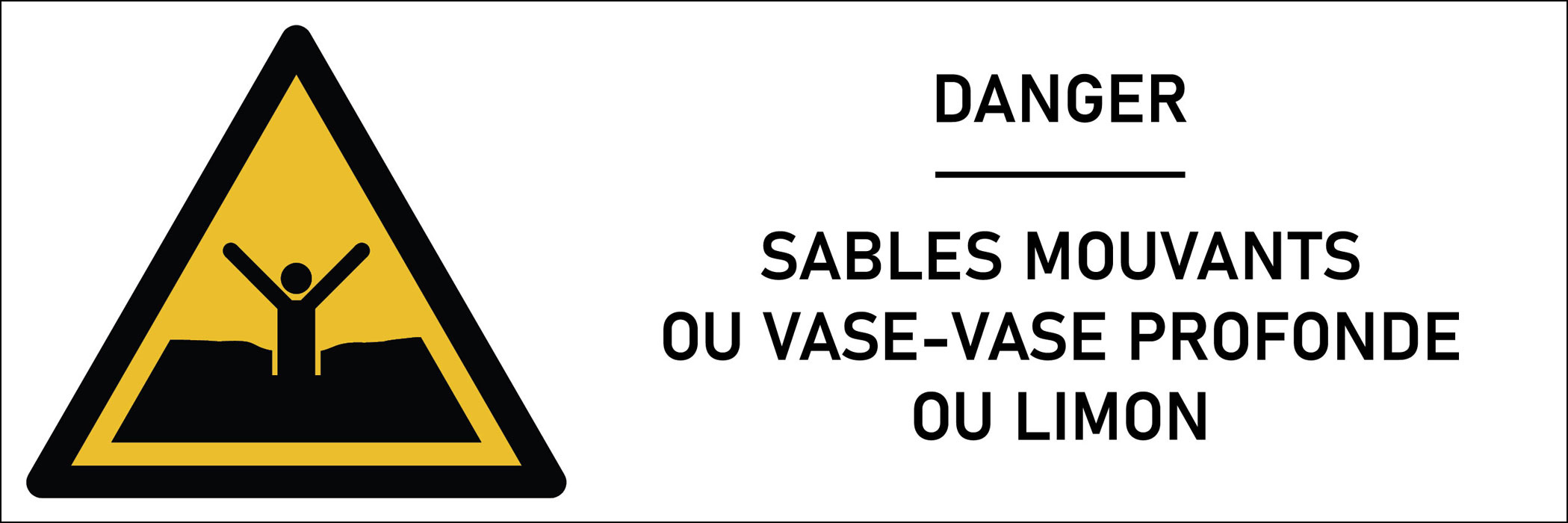 Signalétique danger sables mouvants ou vase/vase profonde ou limon