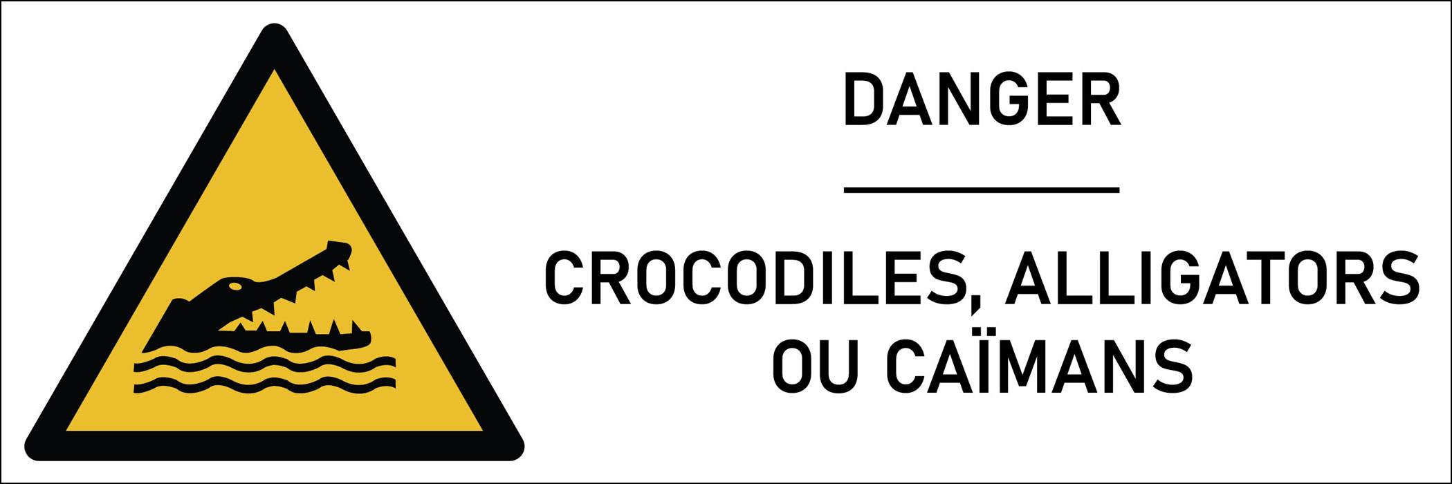 Signalétique danger crocodiles, alligators ou caïmans - format rectangle