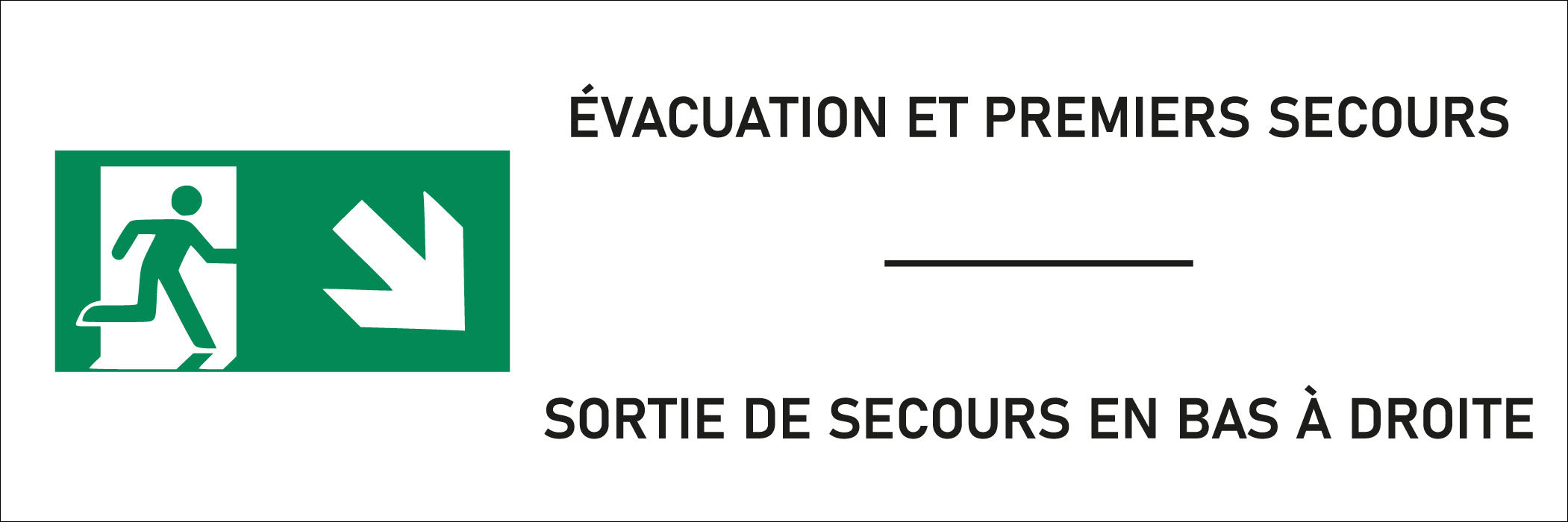 Signalétique sortie de secours à droite bas - format rectangle