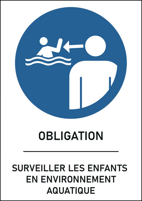 Panneau Surveiller les enfants en environnement aquatique